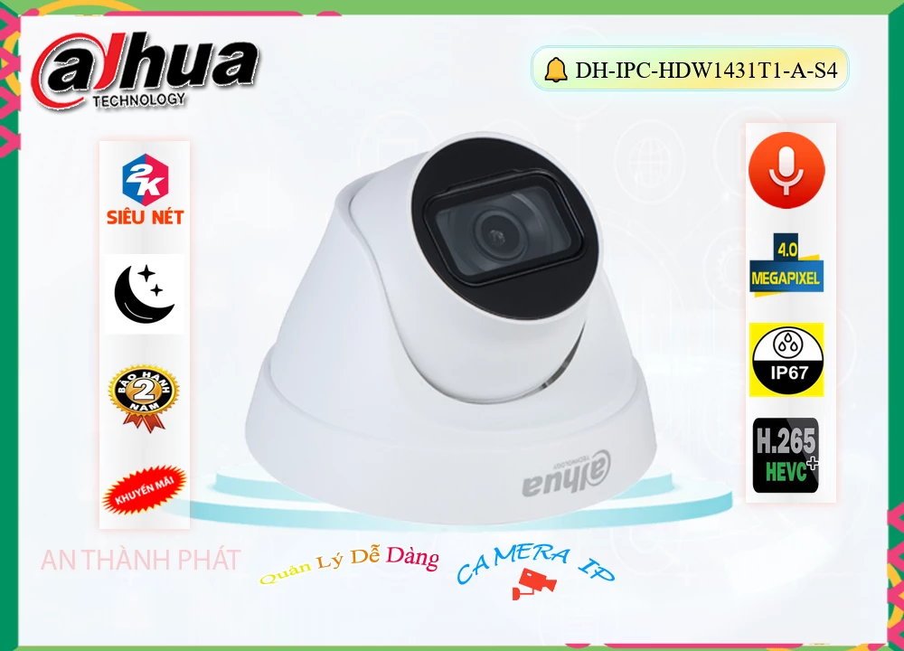 ➠ DH-IPC-HDW1431T1-A-S4 sắc nét Dahua ➠ DH-IPC-HDW1431T1-A-S4 sắc nét Dahua