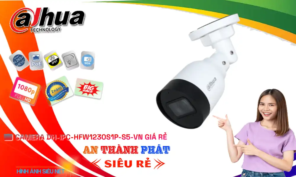 DH-IPC-HFW1230S1P-S5-VN sắc nét Dahua DH-IPC-HFW1230S1P-S5-VN sắc nét Dahua
