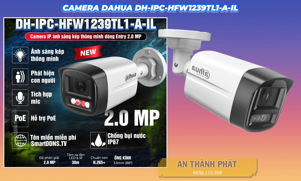Camera IP PoE DH-IPC-HFW1239TL1-A-IL Chức Năng Cao Cấp cho các giải pháp camera giá rẻ