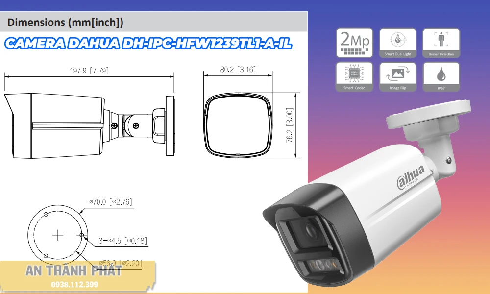 Camera IP PoE DH-IPC-HFW1239TL1-A-IL Chức Năng Cao Cấp cho các giải pháp camera giá rẻ