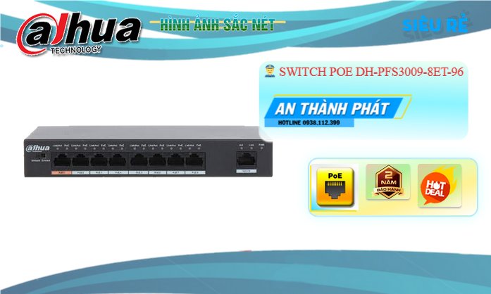 Hãng Dahua  Switch chuyển đổi mạng  DH-PFS3009-8ET-96