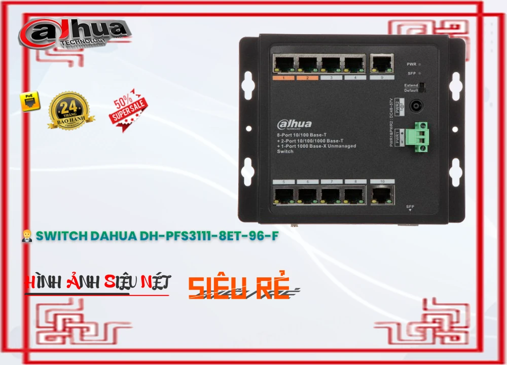 Dahua DH-PFS3111-8ET-96-F Switch 8-Port PoE Dahua DH-PFS3111-8ET-96-F Switch 8-Port PoE