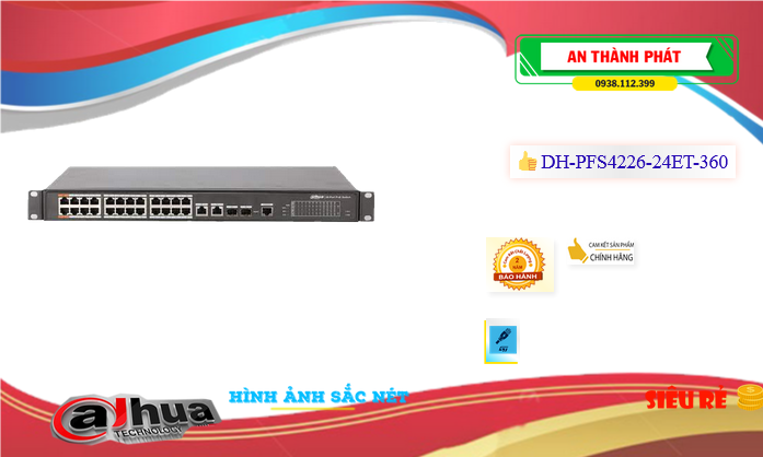 Switch chuyển đổi mạng   Dahua DH-PFS4226-24ET-360