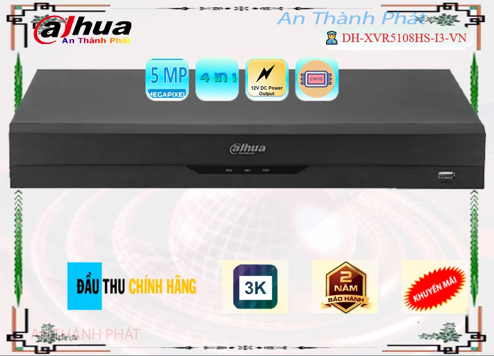 DH-XVR5108HS-I3-VN sắc nét Dahua DH-XVR5108HS-I3-VN sắc nét Dahua