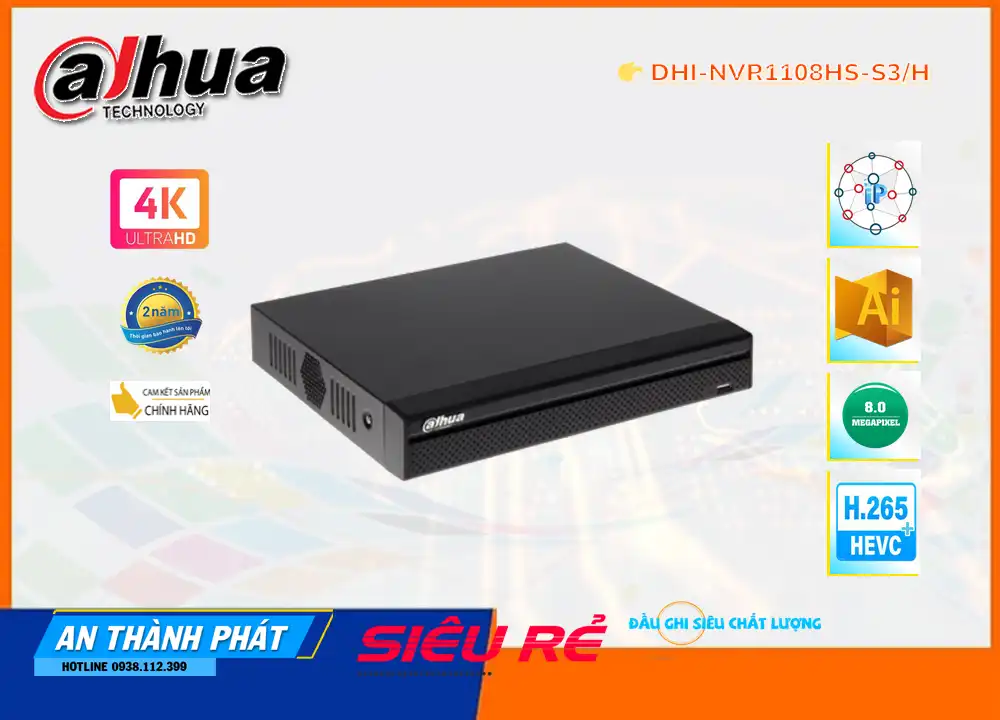 DHI-NVR1108HS-S3/H sắc nét Dahua