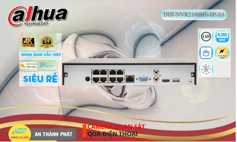 DHI-NVR2108HS-8P-S3 sắc nét Dahua