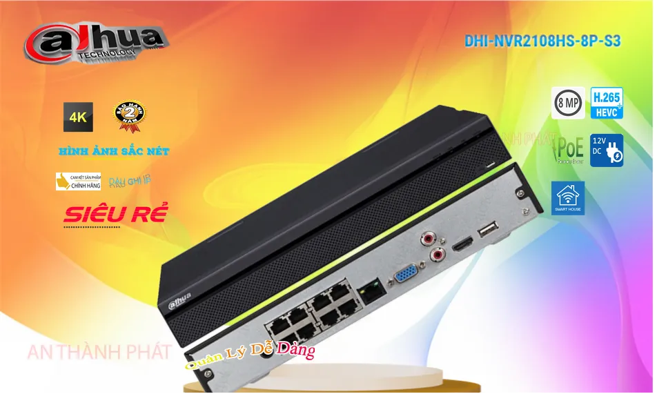 DHI-NVR2108HS-8P-S3 sắc nét Dahua