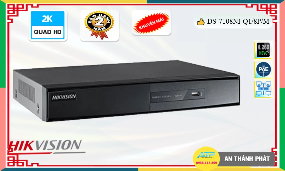 DS-7108NI-Q1/8P/M sắc nét Hikvision ➠
