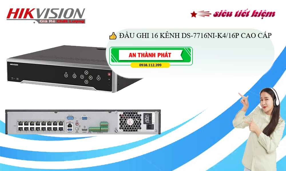 DS-7716NI-K4/16P sắc nét Hikvision