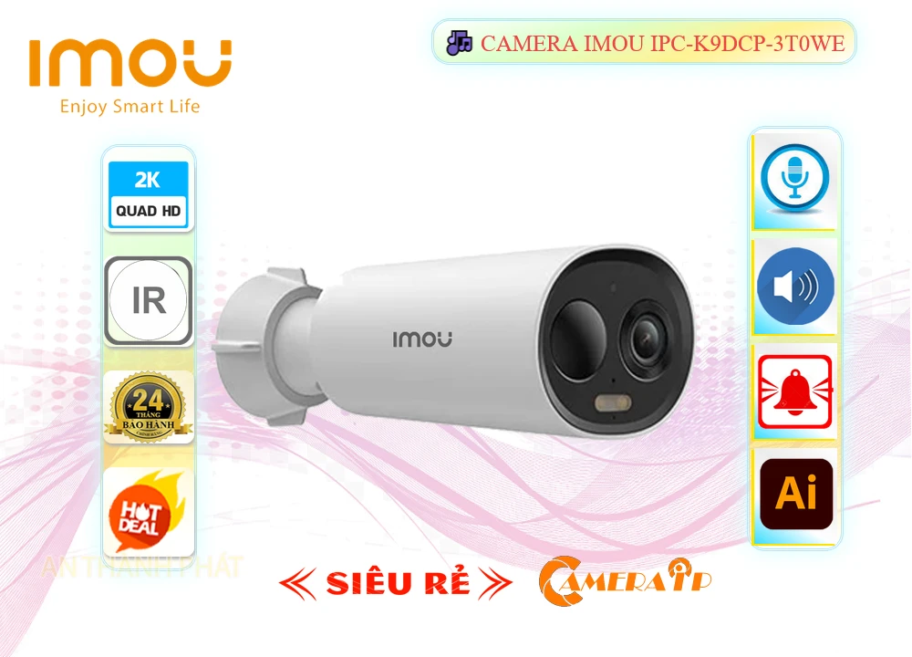 Camera Wifi Imou Wifi IP cấu Hình Cảm biến chuyển động IPC-K9DCP-3T0WE Camera Wifi Imou IPC-K9DCP-3T0WE Tích Hợp Pin