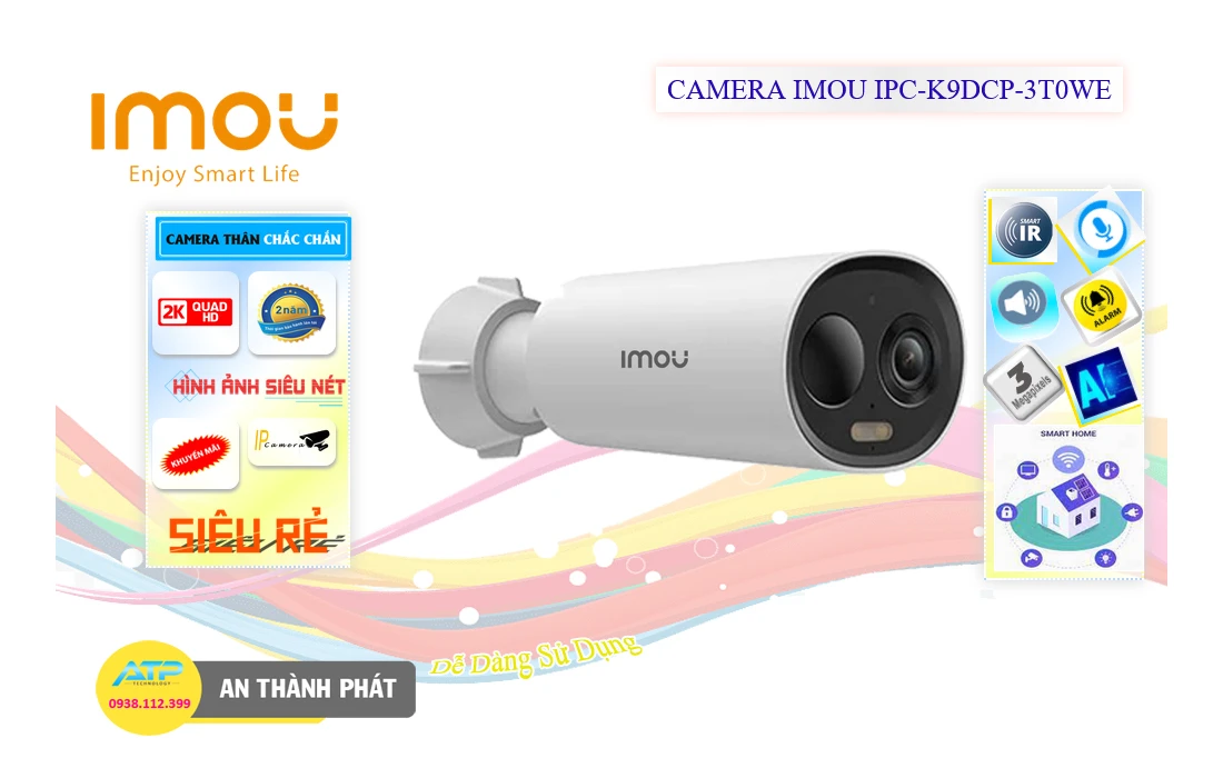 Camera Wifi Imou Wifi IP cấu Hình Cảm biến chuyển động IPC-K9DCP-3T0WE Camera Wifi Imou IPC-K9DCP-3T0WE Tích Hợp Pin