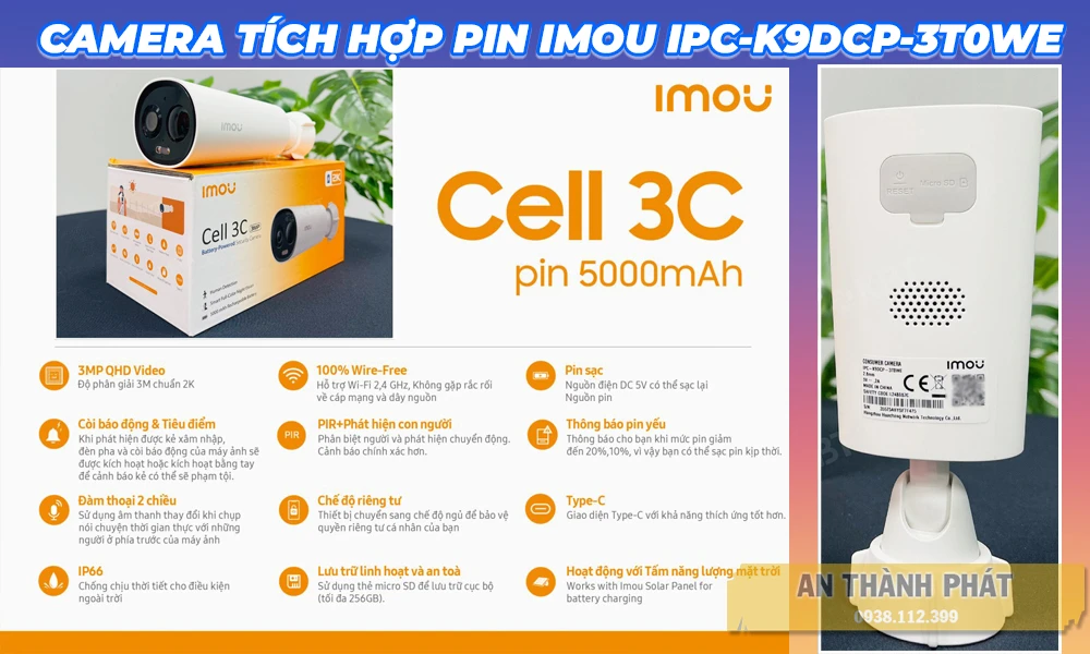 Camera Wifi Imou IPC-K9DCP-3T0WE Tích Hợp Pin