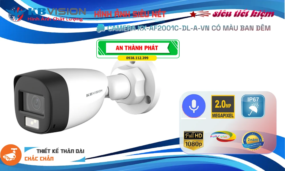 Camera KBVISION ghi âm và ánh sáng kép KX-AF2001C-DL-A-VN