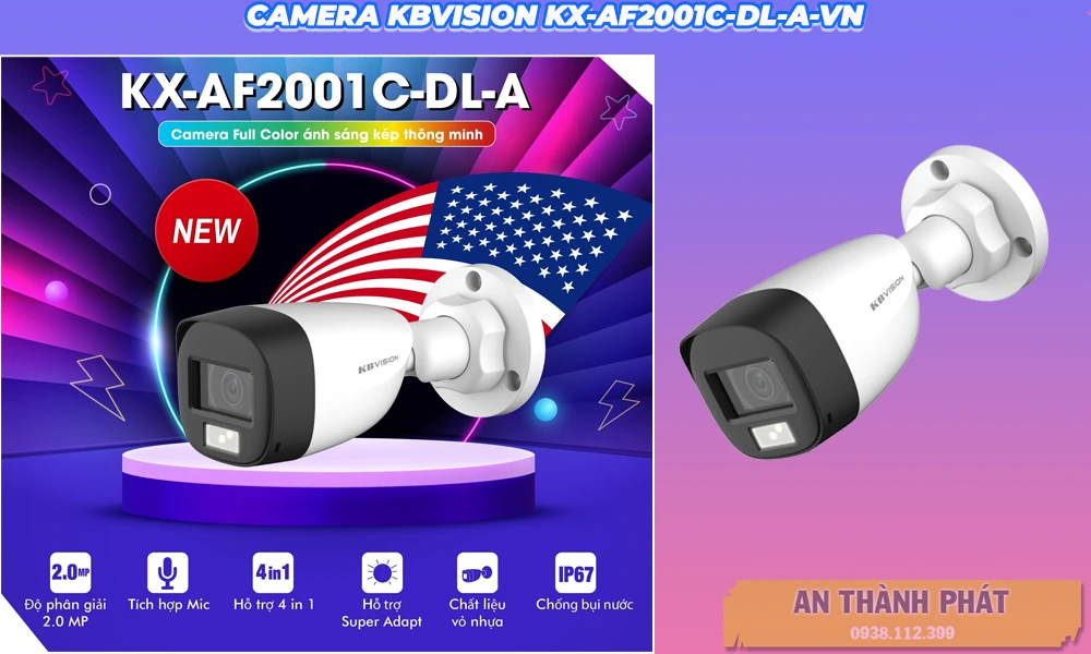 Camera KBVISION ghi âm và ánh sáng kép KX-AF2001C-DL-A-VN