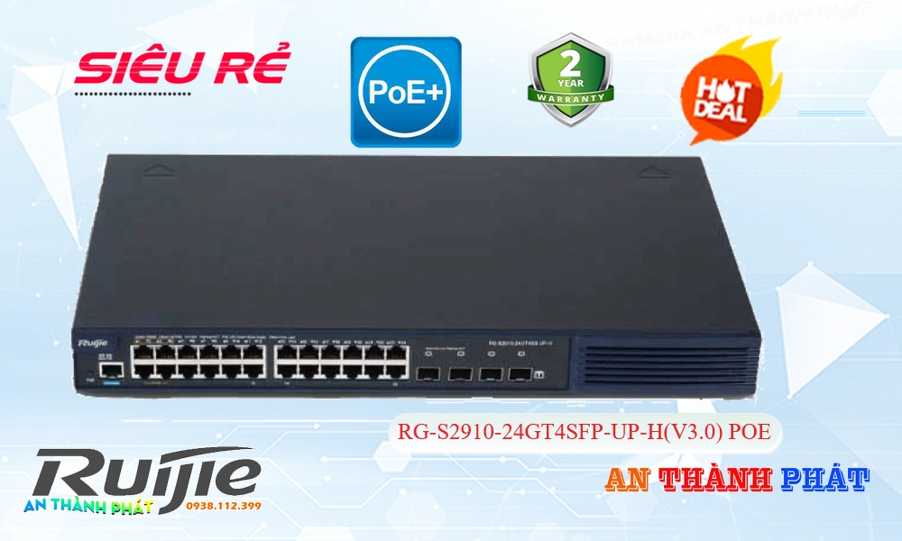 Bộ chia tín hiệu Switch  RG-S2910-24GT4SFP-UP-H(V3.0) Hãng Ruijie