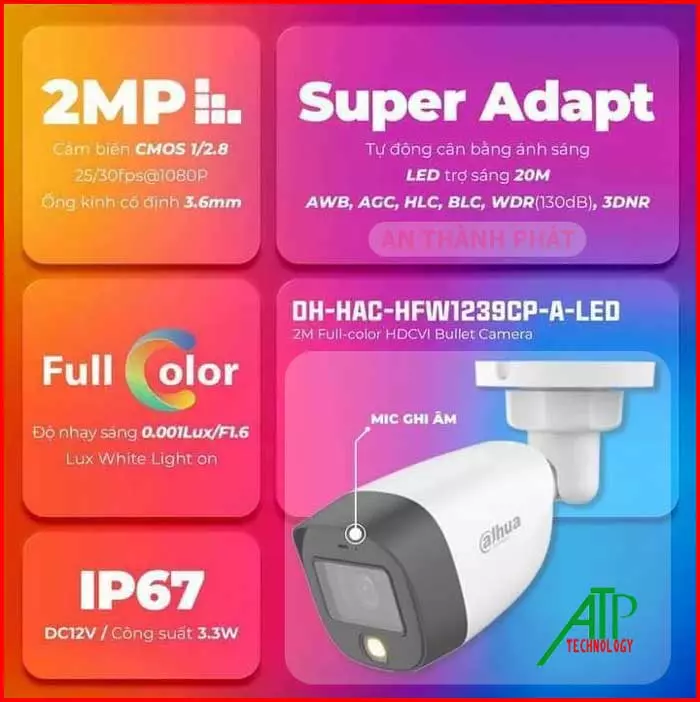 Camera dahua DH-HAC-HFW1239CP-A-LED